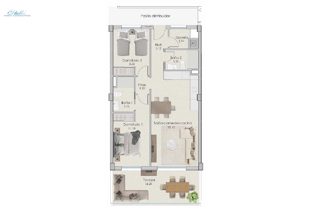 Etagen Apartment in Santa Pola te koop, woonoppervlakte 81 m², Staat Eerste bewoning, 2 slapkamer, 2 badkamer, Zwembad, ref.: HA-SPN-702-A01-10