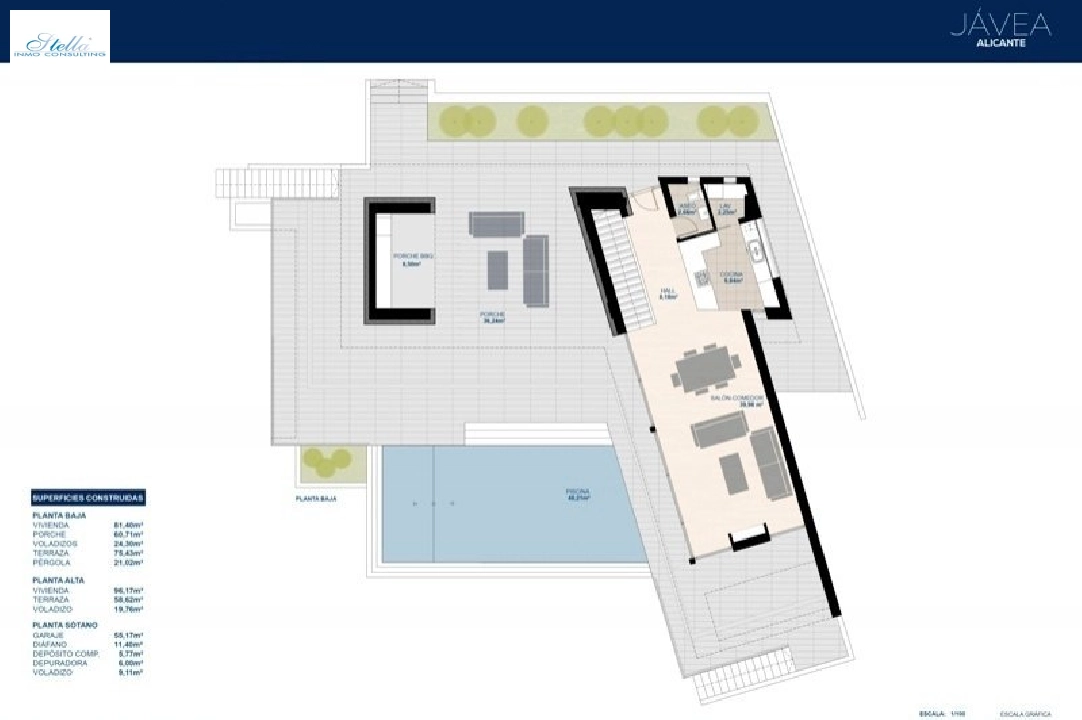 Villa in Javea(Tosalet 5) te koop, woonoppervlakte 372 m², Bouwjaar 2015, Airconditioning, grondstuk 1000 m², 3 slapkamer, 2 badkamer, Zwembad, ref.: BI-JA.H-100-7
