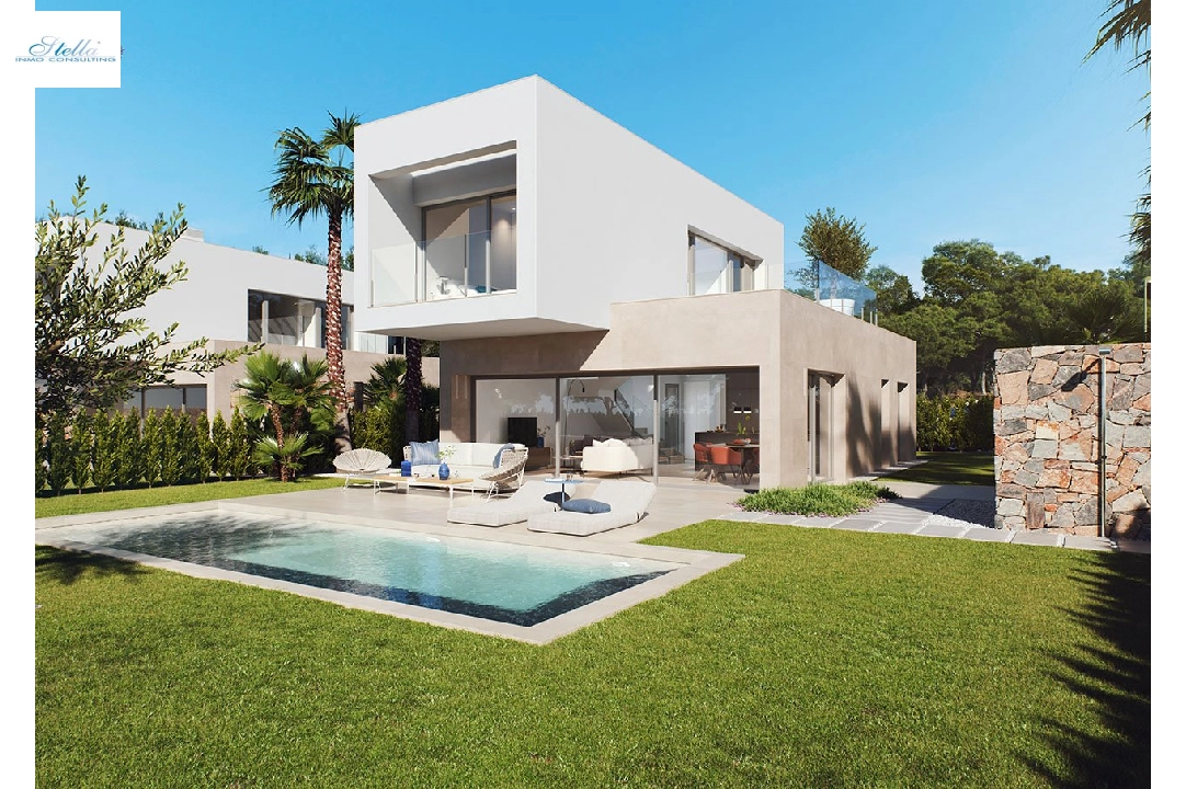 Villa in Orihuela Costa te koop, woonoppervlakte 203 m², Staat Eerste bewoning, Airconditioning, grondstuk 523 m², 3 slapkamer, 2 badkamer, Zwembad, ref.: HA-OCN-146-E01-1