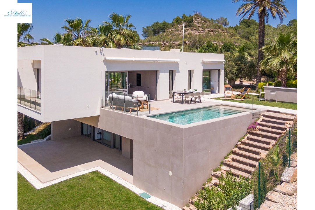 Villa in Orihuela Costa te koop, woonoppervlakte 264 m², Staat Eerste bewoning, Airconditioning, grondstuk 518 m², 3 slapkamer, 3 badkamer, Zwembad, ref.: HA-OCN-146-E02-2