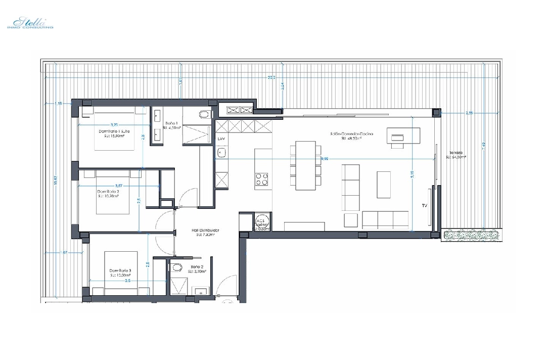 Etagen Apartment in Orihuela Costa te koop, woonoppervlakte 152 m², Staat Eerste bewoning, Airconditioning, 3 slapkamer, 2 badkamer, Zwembad, ref.: HA-OCN-161-A02-8