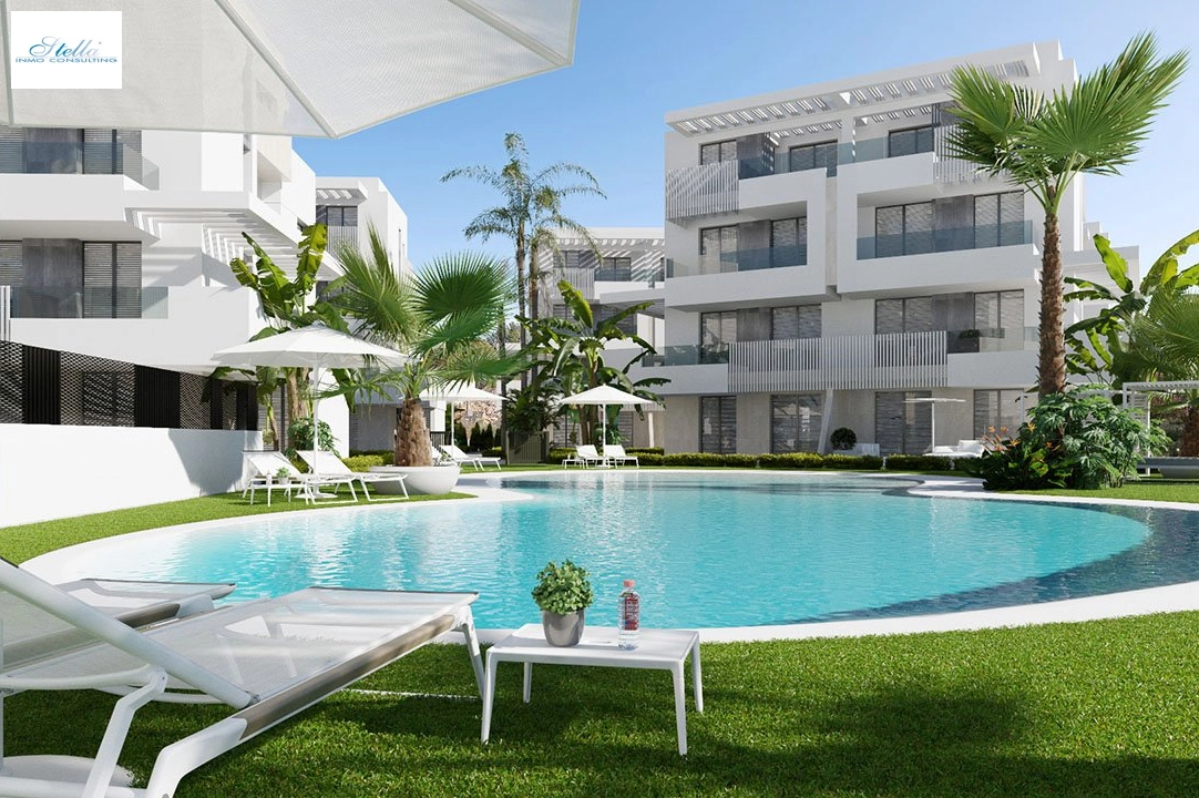 Erdgeschoss Apartment in Los Alcazares te koop, woonoppervlakte 128 m², Staat Eerste bewoning, 3 slapkamer, 2 badkamer, Zwembad, ref.: HA-LAN-401-A02-1