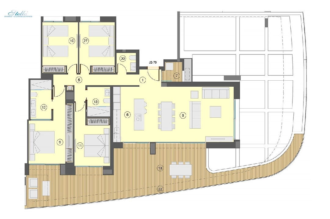 Etagen Apartment in Benidorm te koop, woonoppervlakte 198 m², Staat Eerste bewoning, + fussboden, Airconditioning, 4 slapkamer, 2 badkamer, Zwembad, ref.: HA-BEN-113-A04-17