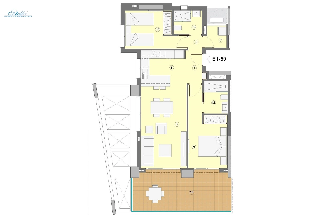 Etagen Apartment in Benidorm te koop, woonoppervlakte 94 m², Staat Eerste bewoning, Airconditioning, 2 slapkamer, 2 badkamer, Zwembad, ref.: HA-BEN-112-A02-11