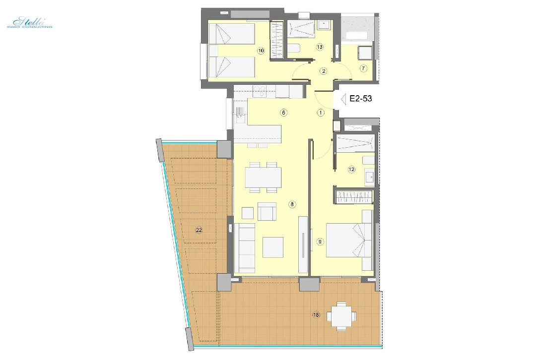 Etagen Apartment in Benidorm te koop, woonoppervlakte 94 m², Staat Eerste bewoning, Airconditioning, 2 slapkamer, 2 badkamer, Zwembad, ref.: HA-BEN-112-A02-12