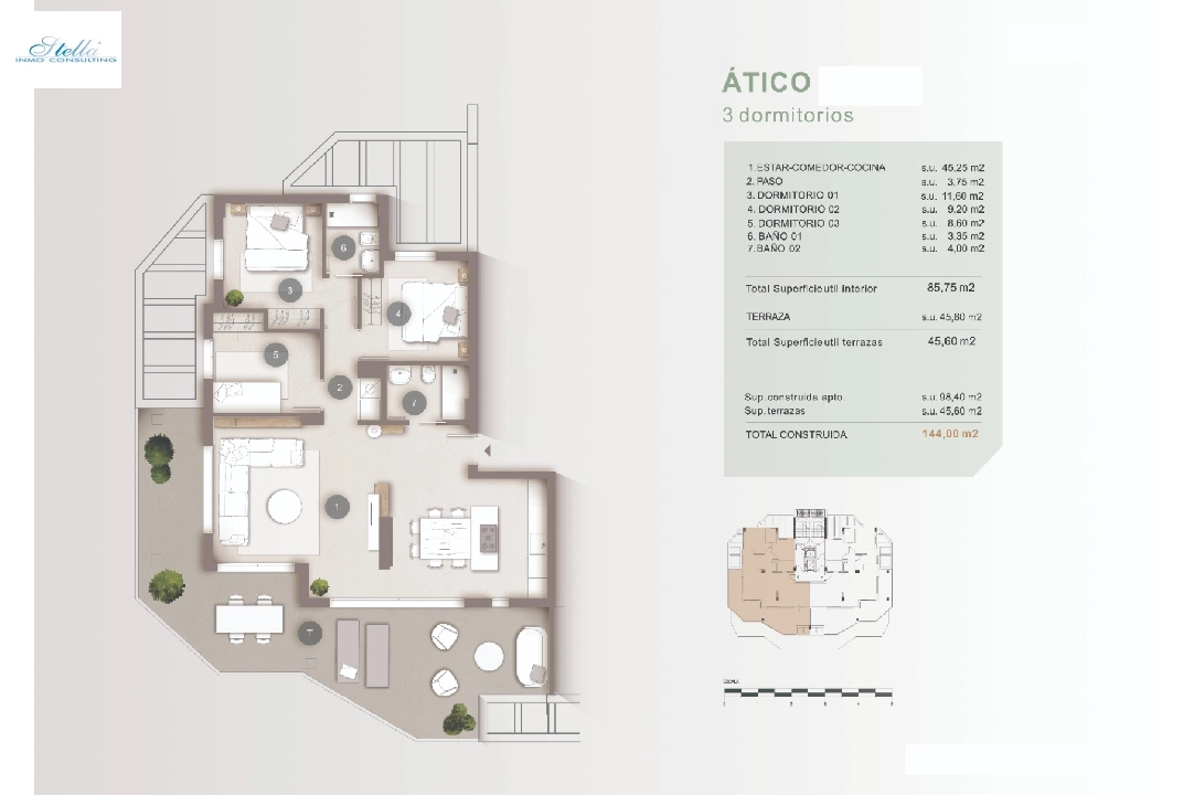 Penthouse Apartment in Calpe te koop, woonoppervlakte 98 m², + KLIMA, Airconditioning, 3 slapkamer, 2 badkamer, Zwembad, ref.: BI-CA.A-021-16