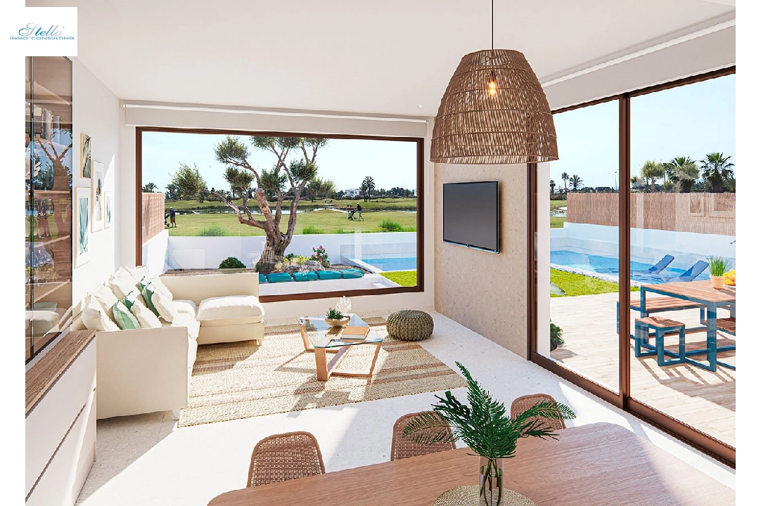 Villa in Los Alcazares te koop, woonoppervlakte 108 m², Staat Eerste bewoning, grondstuk 292 m², 3 slapkamer, 2 badkamer, Zwembad, ref.: HA-LAN-430-E01-2