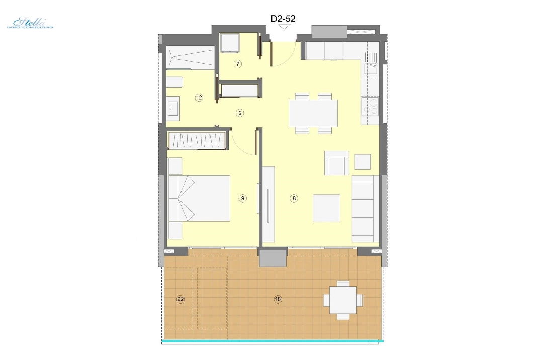 Etagen Apartment in Benidorm te koop, woonoppervlakte 69 m², Staat Eerste bewoning, Airconditioning, 1 slapkamer, 1 badkamer, Zwembad, ref.: HA-BEN-112-A01-10