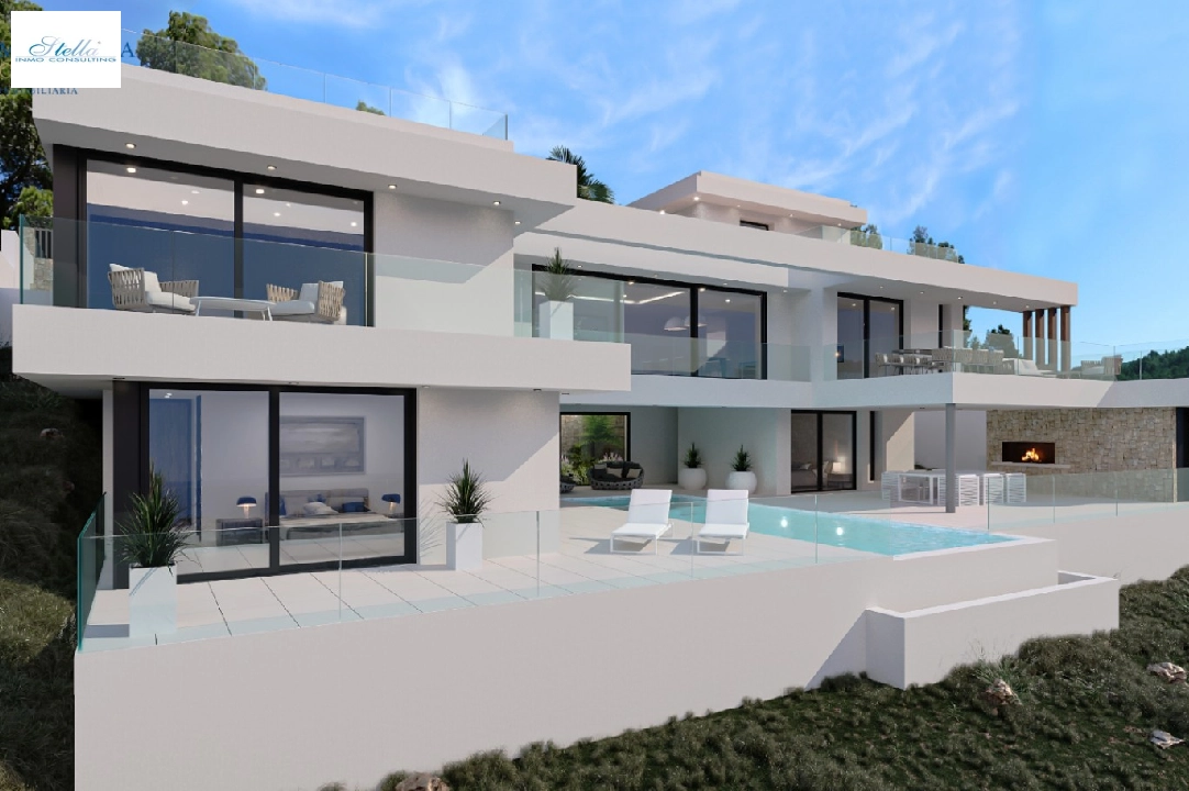 Villa in Calpe te koop, woonoppervlakte 453 m², Bouwjaar 2023, Airconditioning, grondstuk 1013 m², 4 slapkamer, 4 badkamer, Zwembad, ref.: MV-2506-2