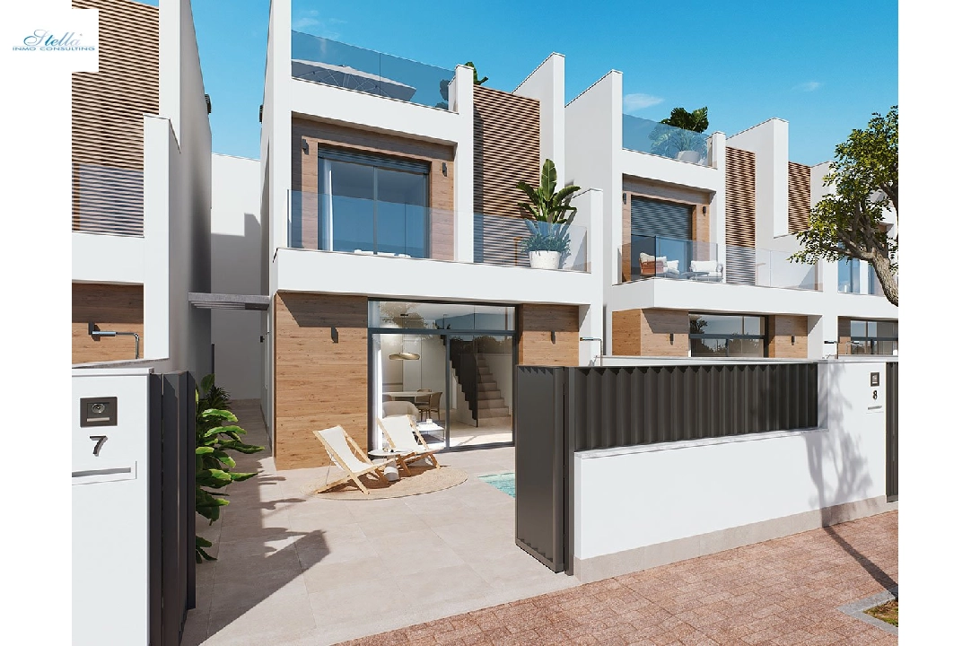 Villa in San Pedro del Pinatar te koop, woonoppervlakte 158 m², Staat Eerste bewoning, grondstuk 129 m², 3 slapkamer, 2 badkamer, Zwembad, ref.: HA-SAN-115-E01-1