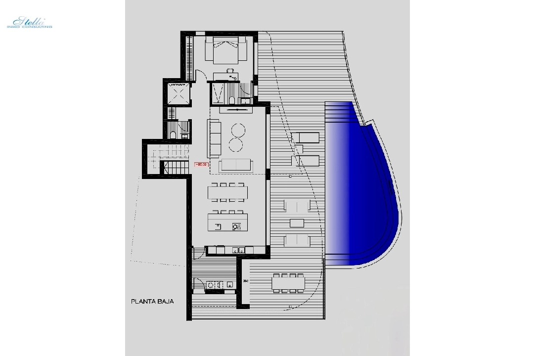 Villa in Moraira(La Sabatera) te koop, woonoppervlakte 185 m², Airconditioning, grondstuk 801 m², 4 slapkamer, 4 badkamer, Zwembad, ref.: CA-H-1786-AMB-18