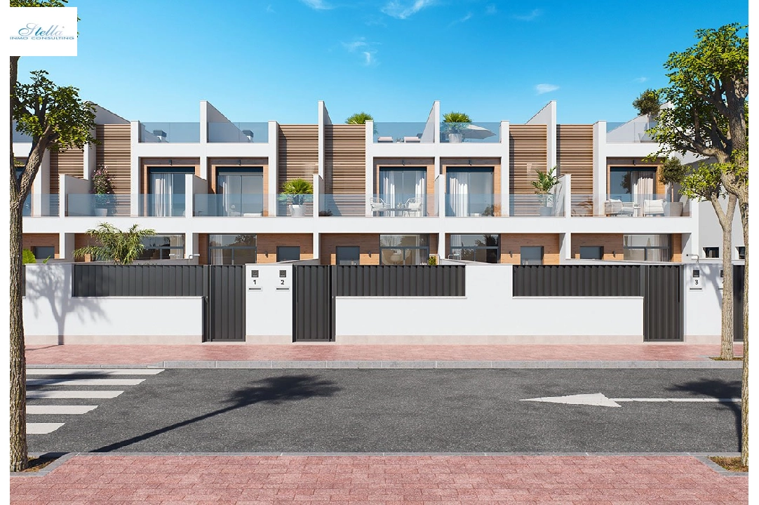 Reihenhaus in San Pedro del Pinatar te koop, woonoppervlakte 157 m², Staat Eerste bewoning, grondstuk 92 m², 3 slapkamer, 2 badkamer, Zwembad, ref.: HA-SAN-115-R01-4