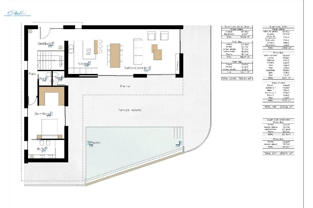 Villa in Benissa te koop, woonoppervlakte 359 m², Bouwjaar 2024, Airconditioning, grondstuk 1040 m², 4 slapkamer, 3 badkamer, Zwembad, ref.: AM-11858DA-21