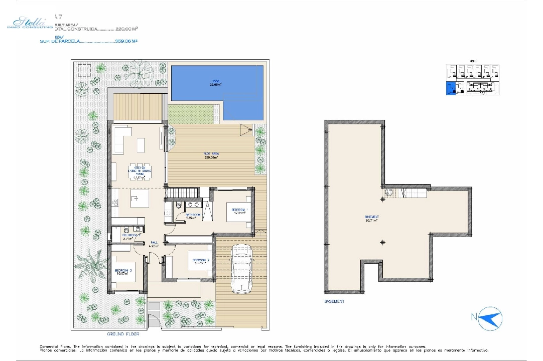 Villa in Los Alcazares te koop, woonoppervlakte 108 m², Staat Eerste bewoning, grondstuk 297 m², 3 slapkamer, 2 badkamer, Zwembad, ref.: HA-LAN-433-E01-17