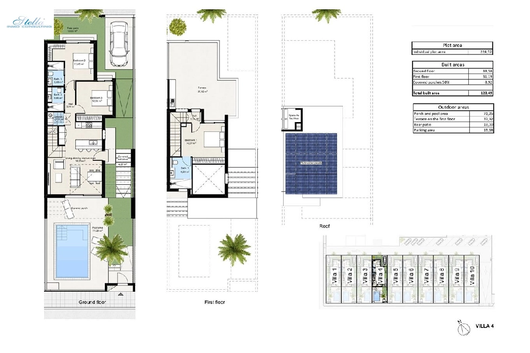 Doppelhaushälfte in Los Nietos te koop, woonoppervlakte 166 m², Staat Eerste bewoning, grondstuk 228 m², 3 slapkamer, 3 badkamer, Zwembad, ref.: HA-NIN-100-D01-21