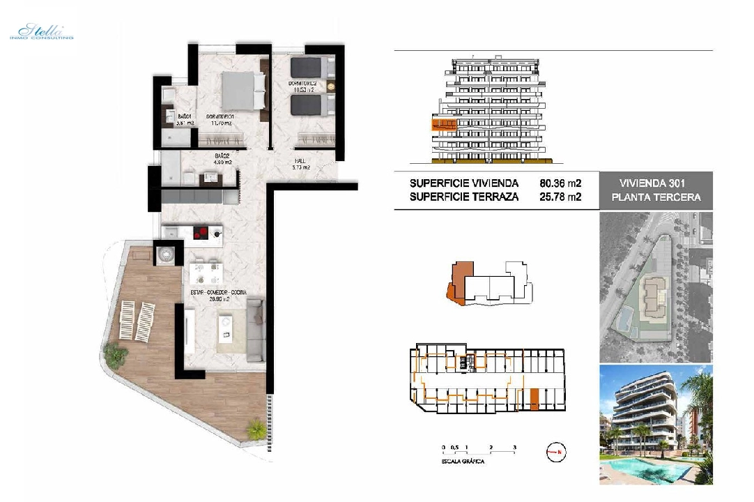 Etagen Apartment in Guardamar del Segura te koop, woonoppervlakte 102 m², Staat Eerste bewoning, 2 slapkamer, 2 badkamer, Zwembad, ref.: HA-GUN-411-A01-18