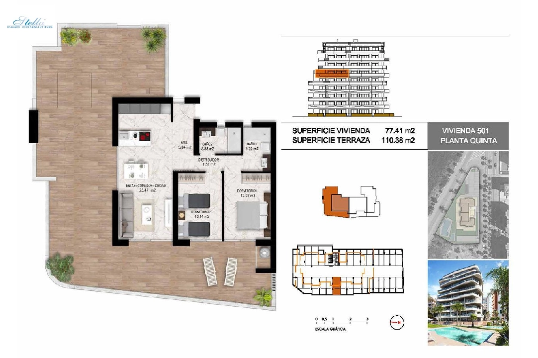 Etagen Apartment in Guardamar del Segura te koop, woonoppervlakte 102 m², Staat Eerste bewoning, 2 slapkamer, 2 badkamer, Zwembad, ref.: HA-GUN-411-A01-22